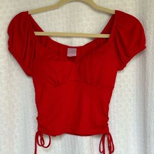 No boundaries red crop top with padded built in bra XS